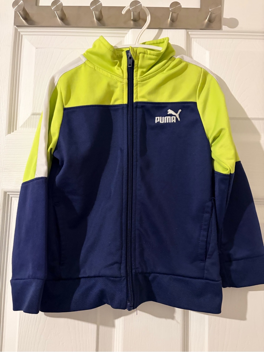 Puma Kids Navy and Neon Yellow Full-Zip Track Jacket